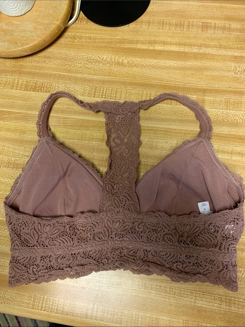 Auden Lightly Lined Racerback Bralette - Dusty Rose Lace - Picture 3 of 10